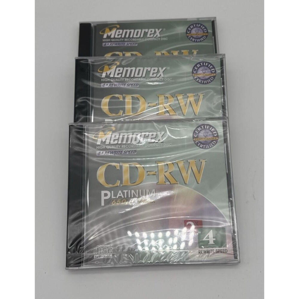 Memorex CD-RW Platinum 4x Rewritable Speed 650MB Data 74 min Audio Sealed NEW X3